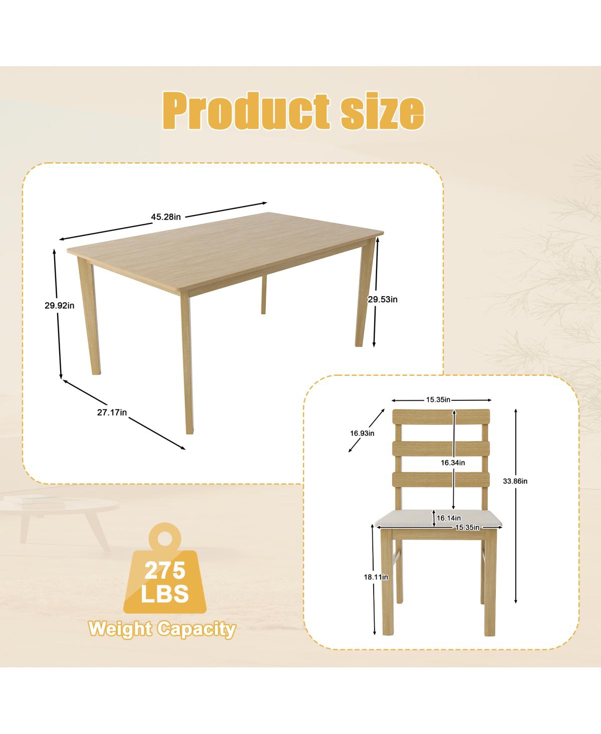 Streamdale Furniture Solid wood dining table and chair set (5-piece