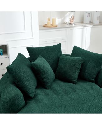  Oversized Oval Upholstered Bean Bag Sofa with 5 Pillows & Wrap Around Backrest