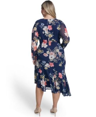 Plus Size Printed Crewneck Dress