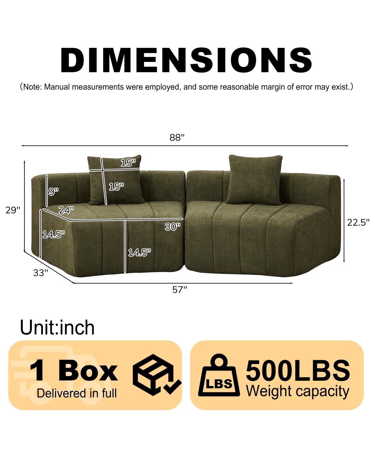 Streamdale Furniture Chenille Curved Sectional Sofa with 2 Pillows, Semi-Circular Modular Design
