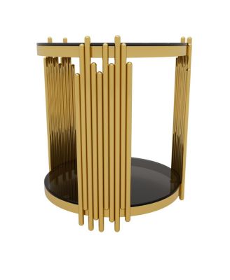 Modern End Table with Gold Finish