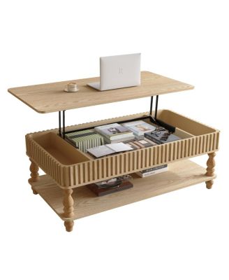 Lift Top Fluted Coffee Table with Hidden Storage, Roman Column Legs