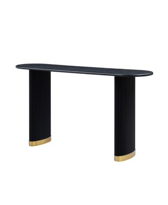 Narrow Console Table with Stainless Steel Legs, Modern Black MDF Sofa Table