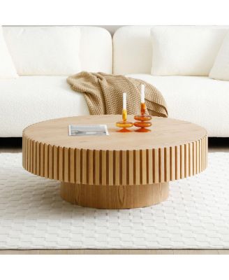 Modern Handcrafted Wood Coffee Table with Relief Detailing