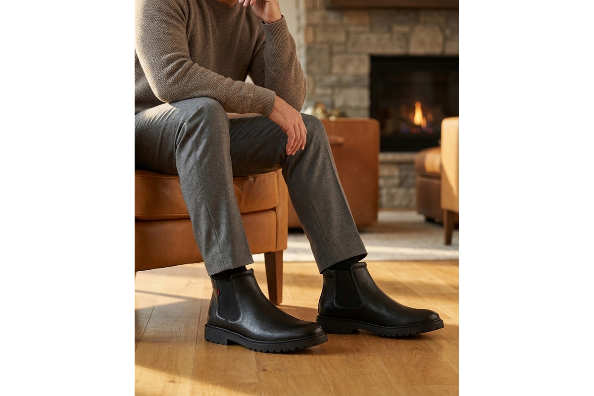 Marc Joseph New York Men's Clark Road Hands-Free Slip On Technology Leather Laceup Chukka Boots