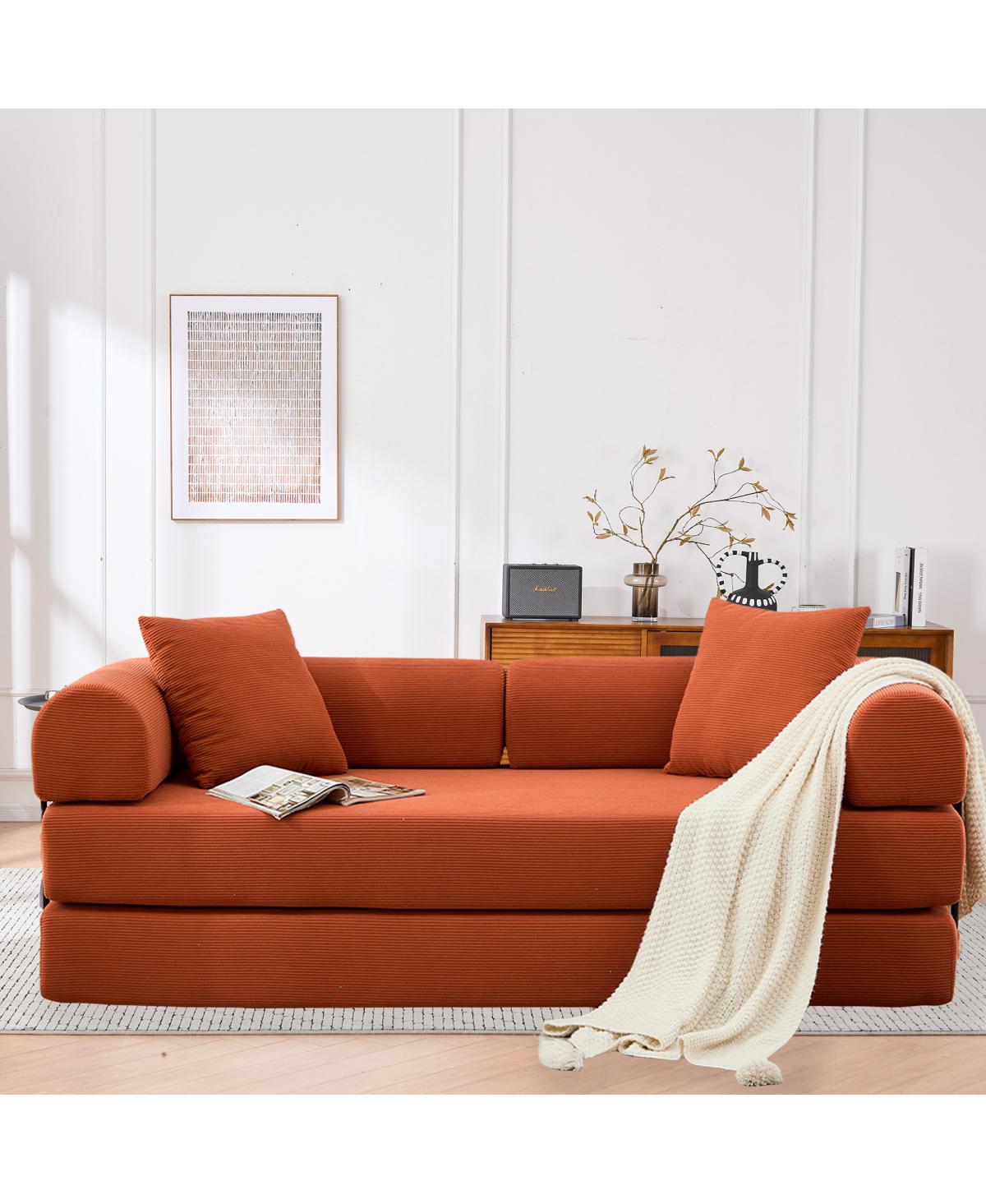 Streamdale Folding Sofa Bed, 63" Convertible Couch with 2 Pillows, Fold Out Couch