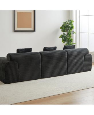 Streamdale 114-inch Corduroy Modular Sofa with Inlaid Design, 3 Pillows, Wider Backrest, 4 Modules.