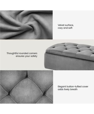 Upholstered Ottoman Footstool Bench with Storage Compartment