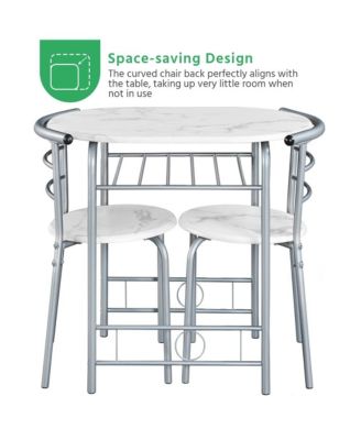 3-Piece Set, Metal Frame, Compact Dining Table with 2 Chairs