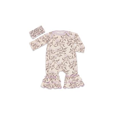 Baby Grey By Everly Grey Baby Girls Grey by Everly Grey Ruffle Long Sleeve Romper Head Wrap Set - Poppy 38$
