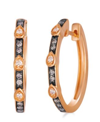 Vanilla Diamond (1/10 ct. t.w.) Chocolate Diamond (6/25 ct. t.w.) Earrings in 14k Strawberry Gold
