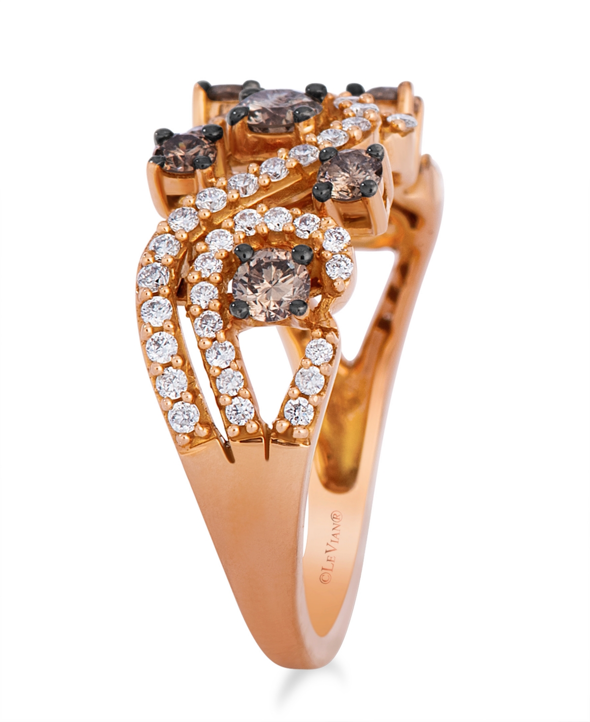 Le Vian Chocolate Diamond (0.60 ct. t.w.) & Vanilla Diamond (0.34 ct. t.w.) Ring in 14k Strawberry Gold