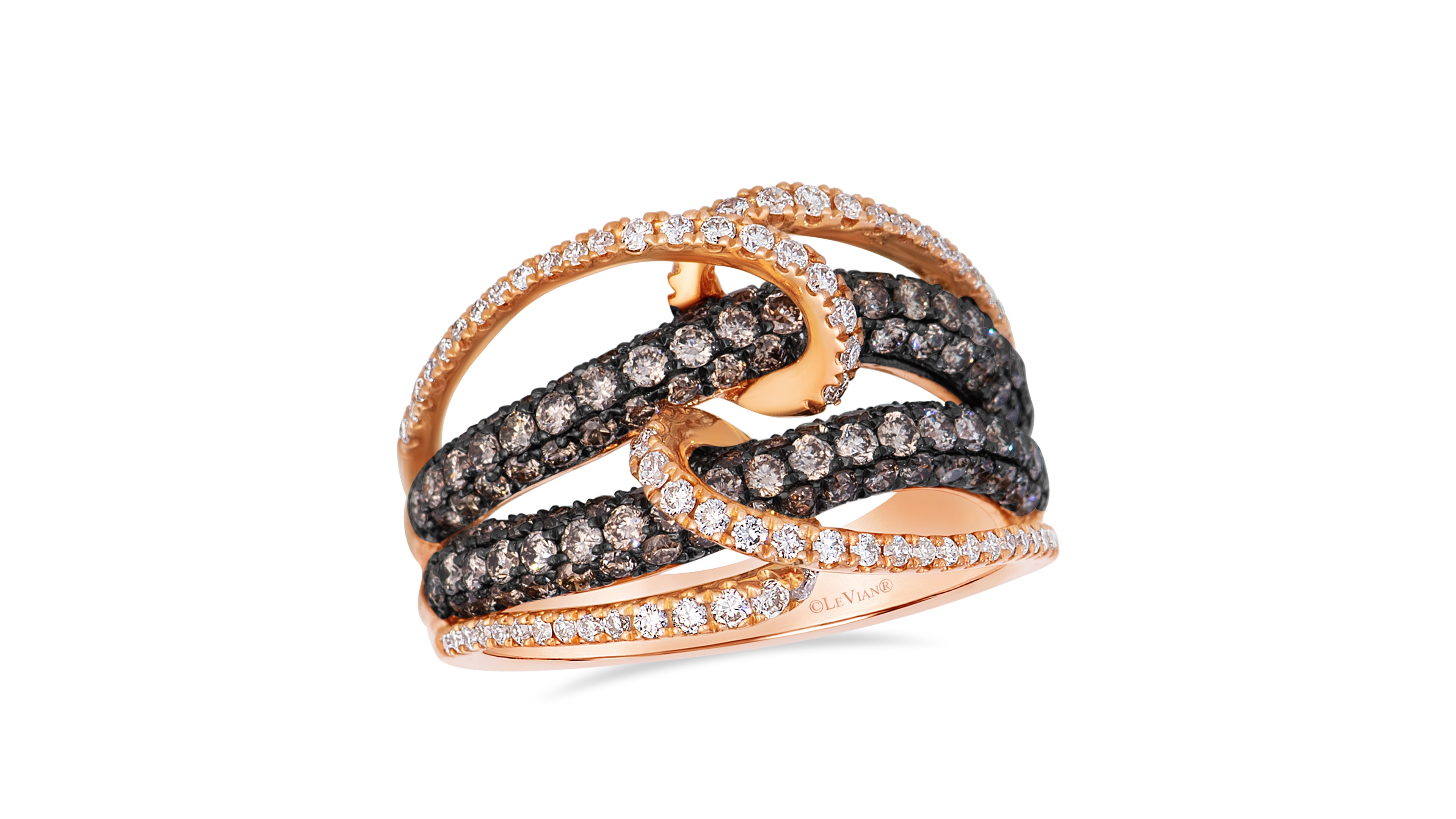 Le Vian Chocolate Diamond (1.28 ct. t.w.) & Vanilla Diamond (0.41 ct. t.w.) Ring in 14k Strawberry Gold