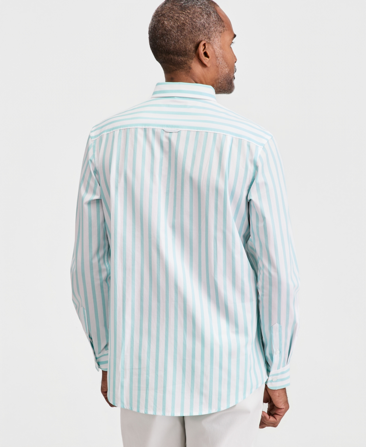 Club Room Men's Long Sleeve Poplin Shirt - Stripe Yd