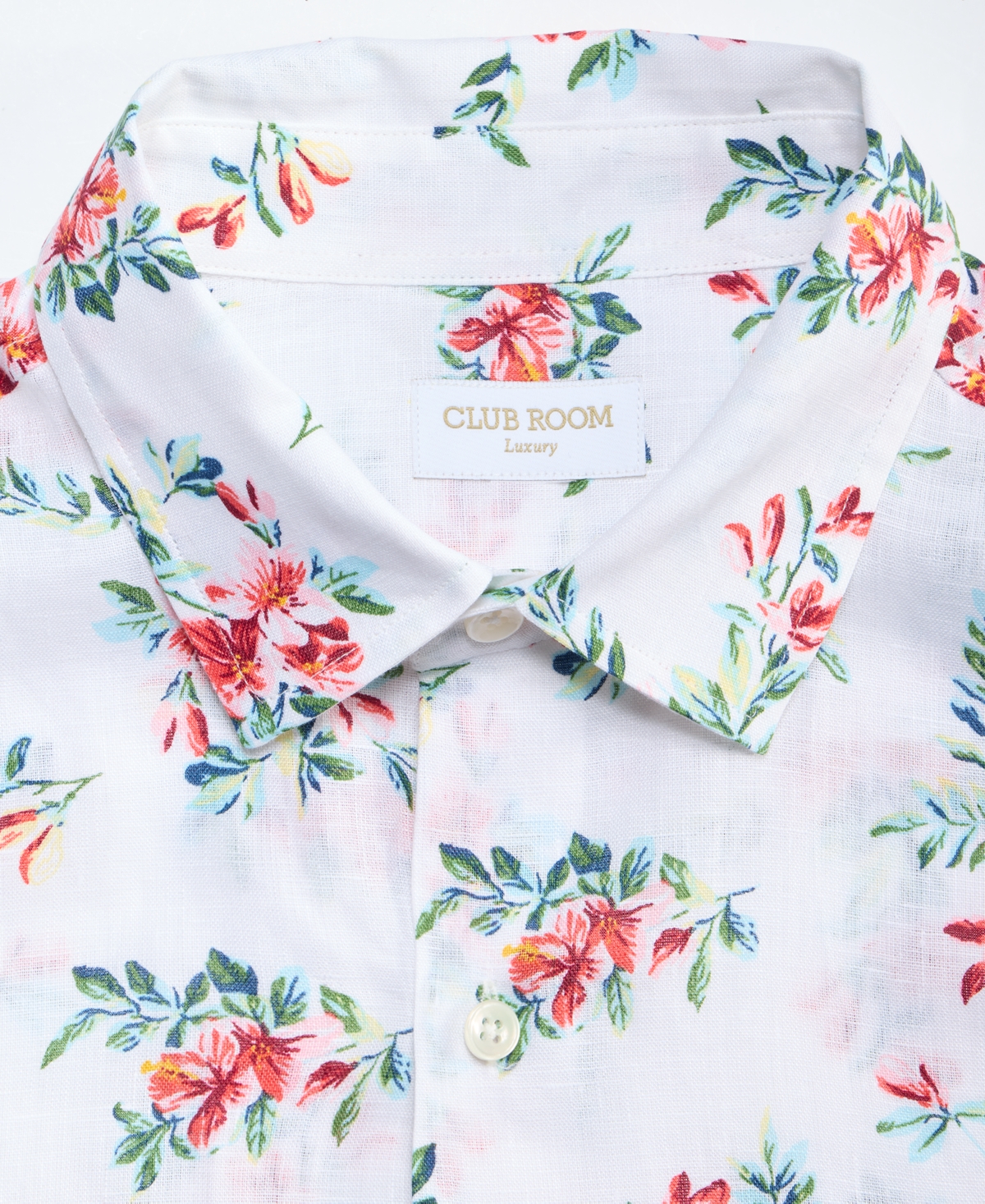 Club Room Men's Short-Sleeve Linen Shirt, Macy's Exclusive - Journal Floral Print