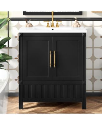 30 in. Bathroom Vanity with Sink, Multi-functional Bathroom Cabinet with Doors, Storage Shelves and Drawers