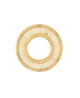 Round Wall Hanging Mirror with Rattan Frame, Boho Decorative Mirror, Natural Finish for Living Room, Bedroom & Bathroom