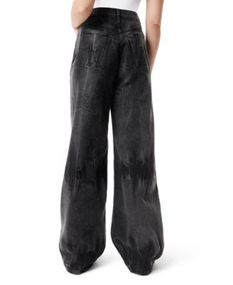 Juniors' Wide-Leg High Waist Seamed Jeans