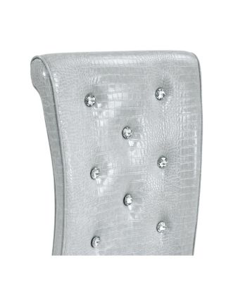 Set of 2 Retro Alligator Upholstered Dining Chairs with Crystal Buckle & Gold Legs