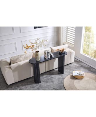 Black curved foyer table - minimalist entrance sofa side table