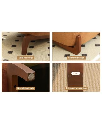 Cute Velvet Accent Chair with Solid Wood Legs