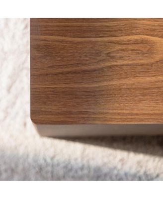 Walnut Nesting Cube Coffee Table Set - Modern MDF Wood Grain Side Tables