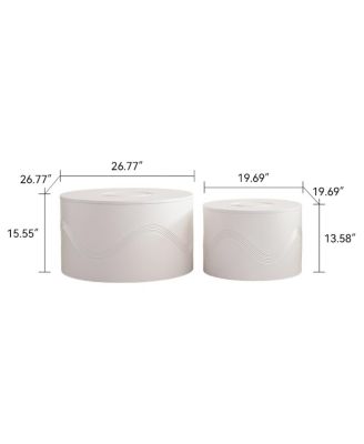 Set of 2 White Round Coffee Tables with Hidden Storage (26.77"/19.69)