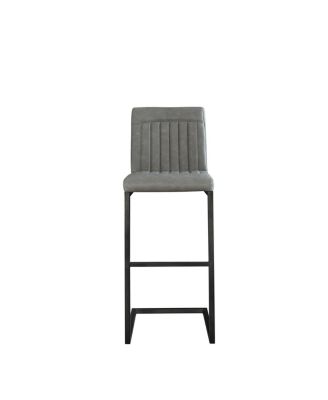  Faux Leather Bar Stool - Padded Seat, Metal Frame - Kitchen Island Seating