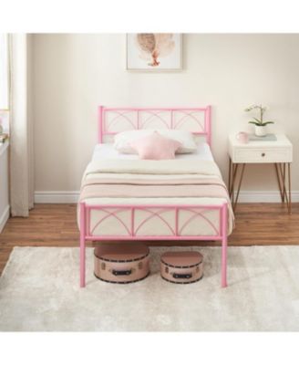 Stylish Twin Size Metal Platform Bed Frame with Headboard, Footboard, 12.2" Under-Bed Storage, Noise-Free Design, Quick Assembly