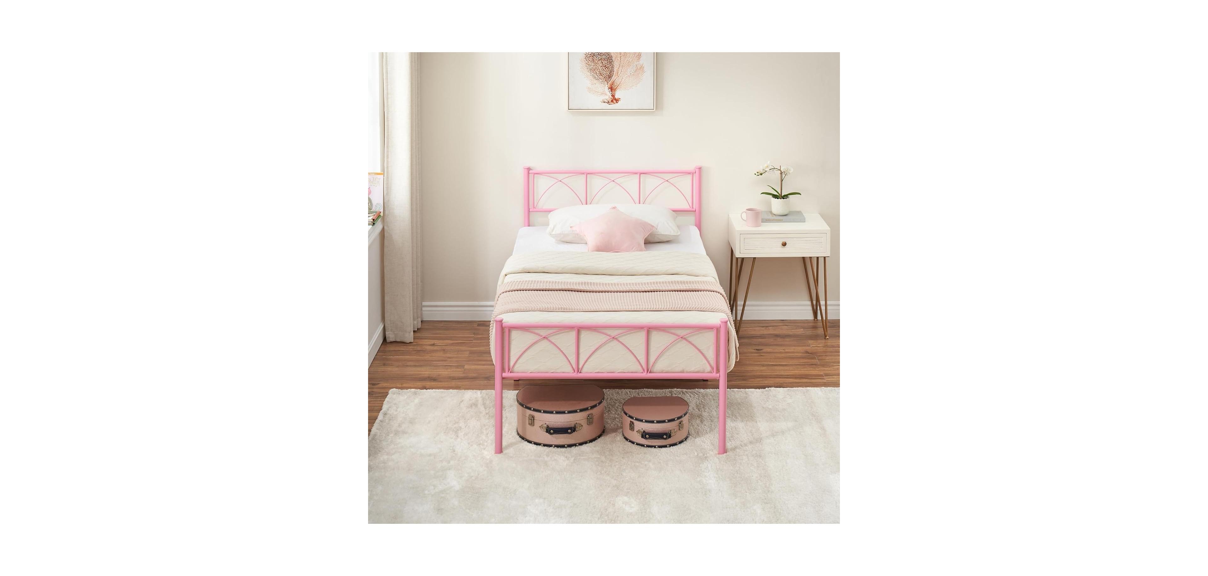 gaomon Stylish Twin Size Metal Platform Bed Frame with Headboard, Footboard, 12.2" Under-Bed Storage, Noise-Free Design, Quick Assembly