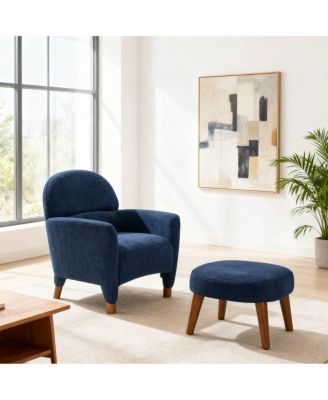 Modern Lazy Chair with Footrest Ottoman for Small Space