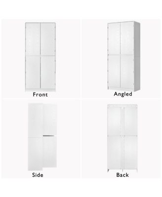 72" Farmhouse Kitchen Pantry Cabinet with 8 Shelves, Curved Storage, Hidden Drawer