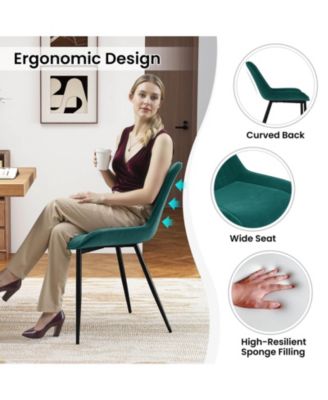 Dining Chair Set of 4 Faux Leather Upholstered Kitchen Chairs with Metal Legs