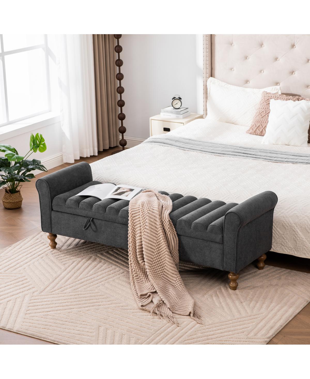 Streamdale Furniture Modern Upholstered Storage Bench - Charcoal