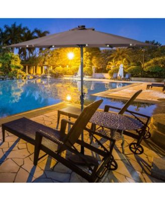 LUCKY ONE 9 Feet Patio LED Solar Umbrella with Crank