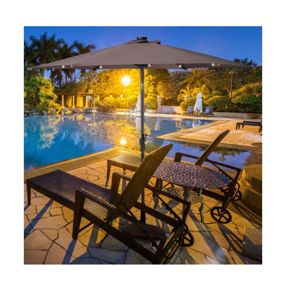 9 Feet Patio Led Solar Umbrella with Crank