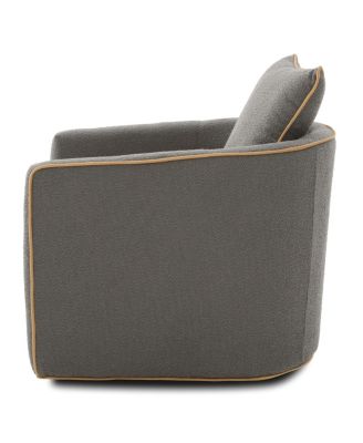 Swivel Accent Chair, Upholstered Club Barrel Sofa for Living Room, Light Gray