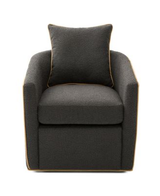 Swivel Accent Chair, Upholstered Club Barrel Sofa for Living Room, Light Gray