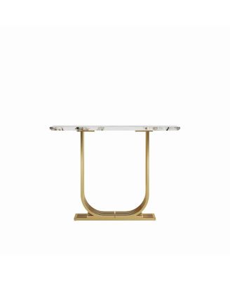 Streamdale  Furniture  Modern 43.3" Wooden Console Table with Marble Top for Living Room/Bedroom