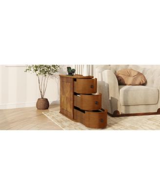 Streamdale Charging Station Sofa Side Table with Drawers, No Assembly Required