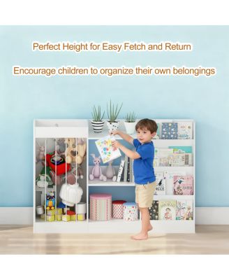 Kids Bookshelf and Toy Storage, 3-Tier Sling Bookcase for Nursery
