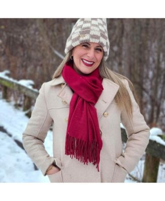 Women's Italian Fringe Scarf - Merlot