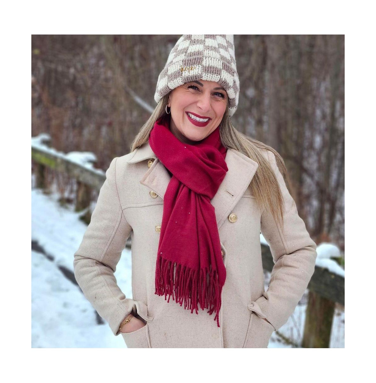 Headbands of Hope Women's Italian Fringe Scarf - Merlot