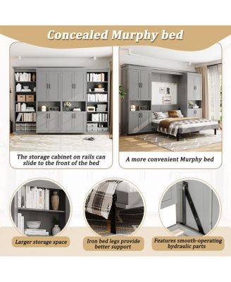 Full-size Murphy Bed with Dual Sliding Storage Shelves