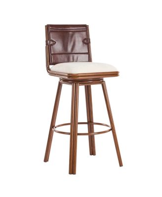 Streamdale Industrial Faux Leather Swivel Bar Stool with Padded Seat