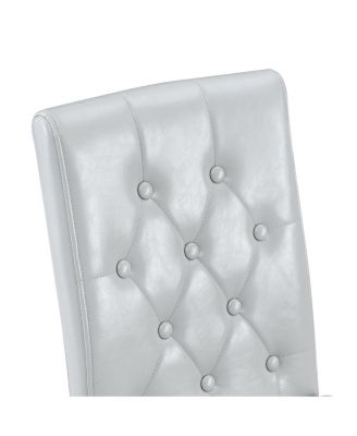 Streamdale PU Dining Chair with Ergonomic Buckle Backrest and Adjustable Feet