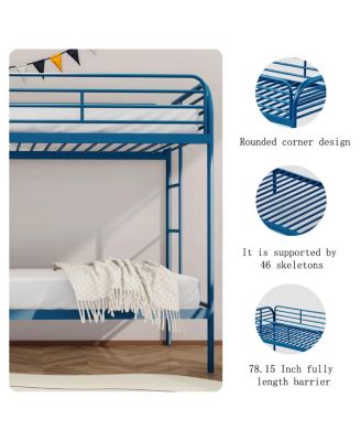 Metal Twin Over Twin Bunk Bed with 2 Ladders