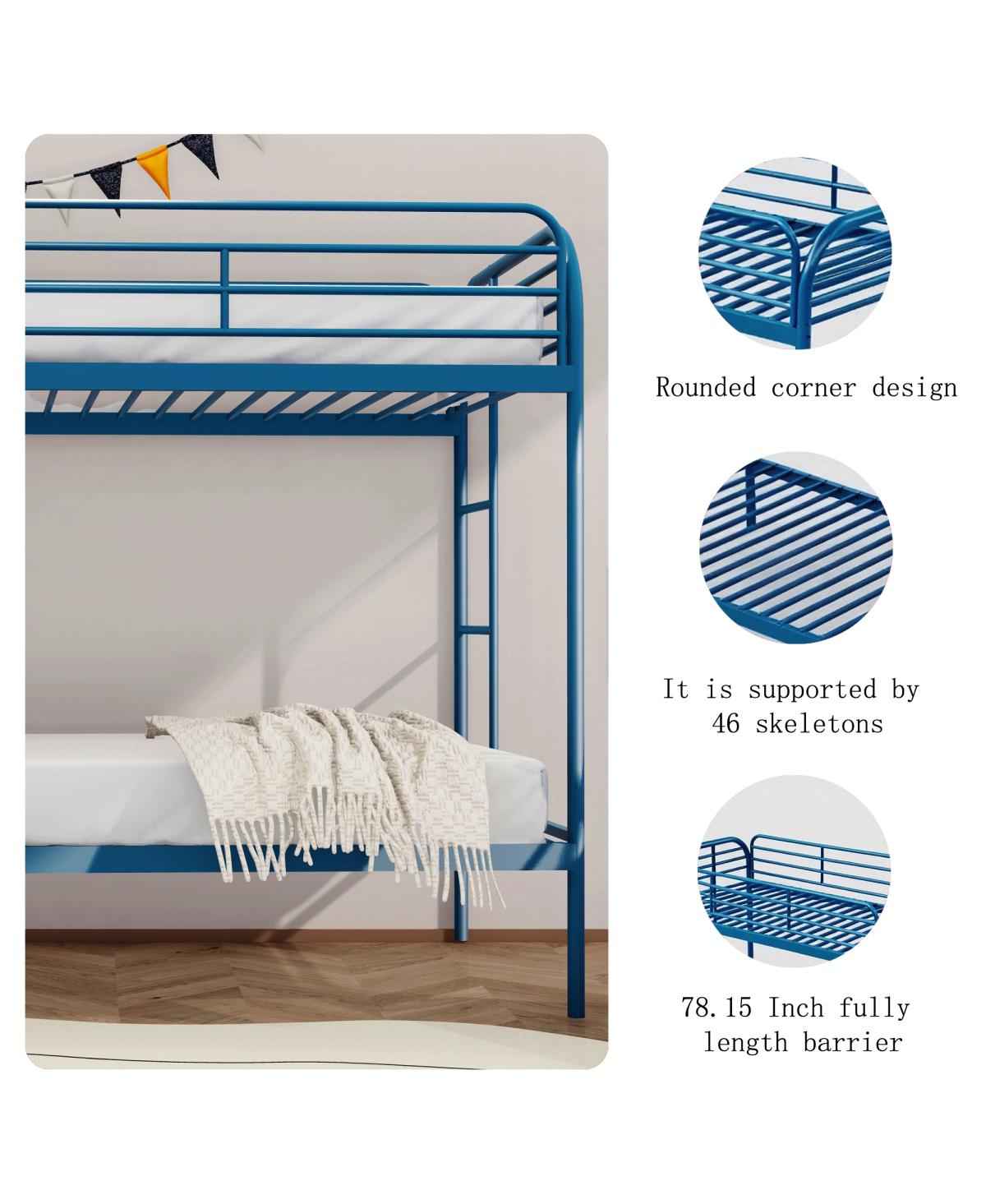 Streamdale Furniture Metal Twin Over Twin Bunk Bed with 2 Ladders