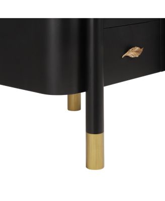Contemporary 2-Drawer Nightstand with Curved Profile & Feather Handles