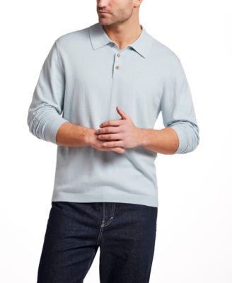 Men's Long-Sleeve Polo Cotton Cashmere Sweater